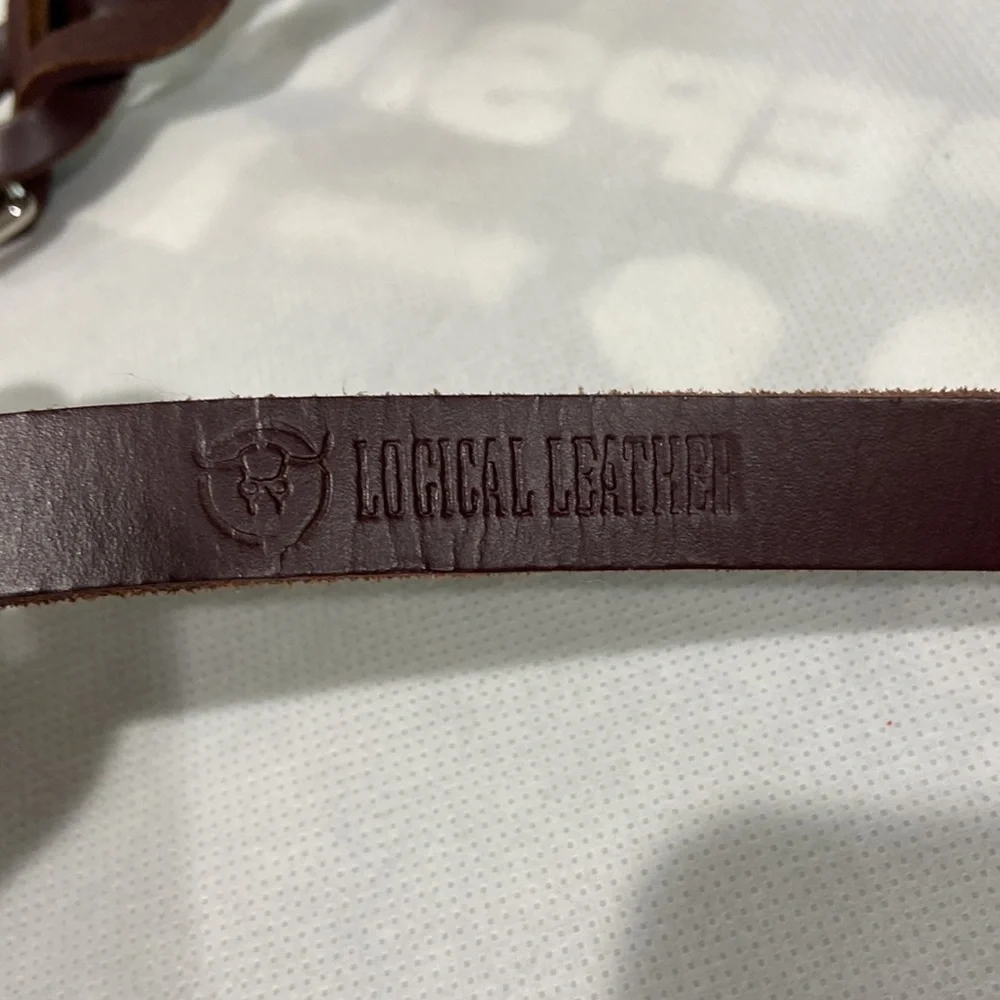Logical Leather Dog Leash 6’ Heavy Duty Water Resistant Burgundy Braided